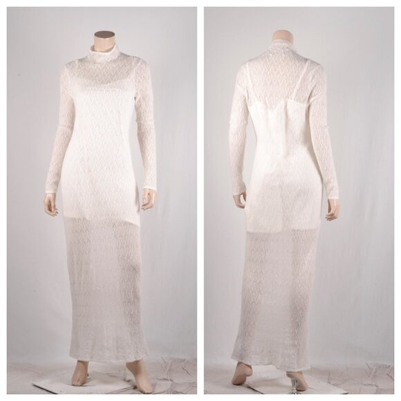 Abercrombie & Fitch Merino Wool Crochet Knit Maxi Dress - Picture 2 of 2